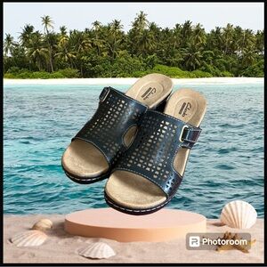 Clarks Hayla Samoa Size 6 Summer Leather Slip On Shoes Sandals